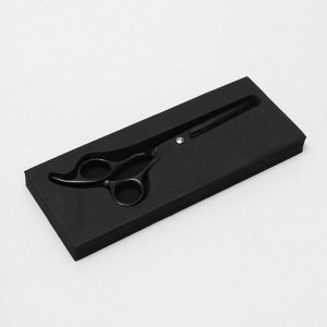 Ножницы филировочные с упором, загнутые кольца, лезвие — 6 см, цвет чёрный