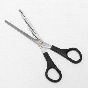 Ножницы парикмахерские, филировочные, с упором, лезвие — 7,5 см, в блистере, цвет чёрный, ЕC-040
