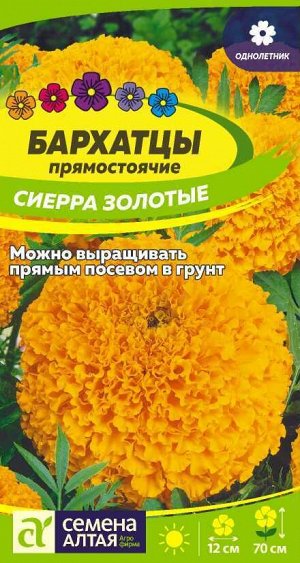 Цветы Бархатцы Сиерра Золотые/Сем Алт/цп 0,3 гр.