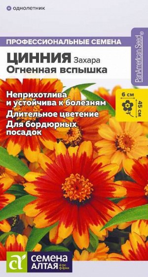 Цветы Цинния Захара Огненная вспышка/Сем Алт/цп 6 шт. НОВИНКА