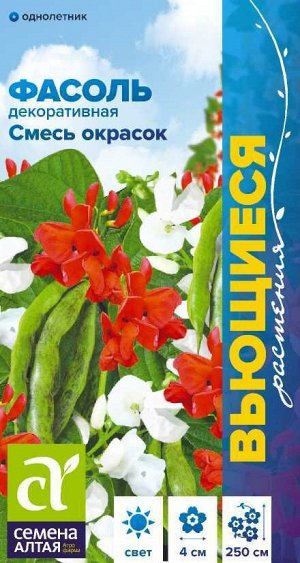 Цветы Фасоль декоративная Смесь окрасок вьющаяся/Сем Алт/цп 5 гр. Вьющиеся растения