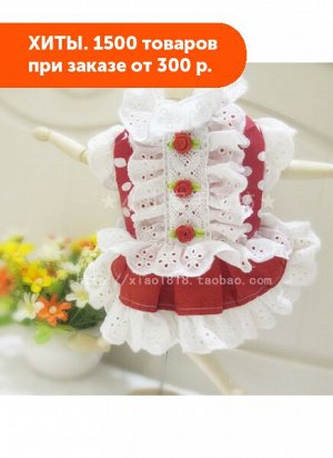 Платье красно-белое в горошек с розочками, р-р 1 АКЦИЯ!