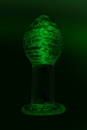 Анальная втулка Sexus Glass светящаяся в темноте, стекло, прозрачная, 6,5 см