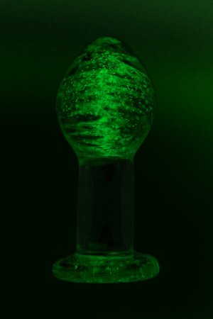 Анальная втулка Sexus Glass светящаяся в темноте, стекло, прозрачная, 6,5 см