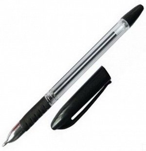 Ручка шариковая с резиновым упором 0,7мм DOLCE COSTO ЧЕРНАЯ, прозрачный корпус