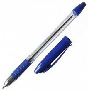Ручка шариковая с резиновым упором 0,7мм DOLCE COSTO СИНЯЯ, прозрачный корпус