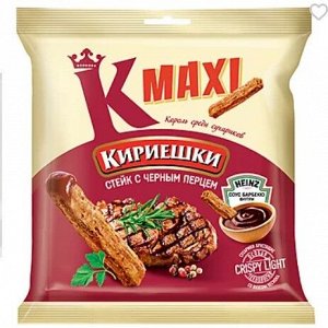 «Кириешки Maxi», сухарики со вкусом стейка с черным перцем и соусом барбекю, 80 г