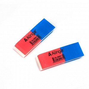 Ластик Alingar, синтетический каучук, прямоугольный, скошенный, сине-красный, 50*18*5 мм, картонная упаковка