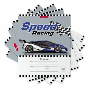 Тетрадь 24л., клетка, Erich Krause "Speed Racing", скрепка, мелованный картон
