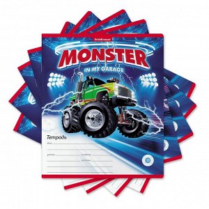 Тетрадь 18л., линия, Erich Krause "Monster Car", скрепка, мелованный картон