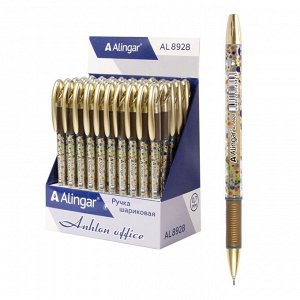 Ручка шариковая Alingar "Anhlon office", 0,7 мм, синяя, игольчатый наконечник, резиновый грип, круглый, цветной, пластиковый корпус, картон. упаковка