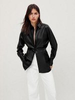 Nappa leather darted shirt