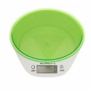 Весы кухонные Windigo LVKB-501, электронные, до 5 кг, чаша 1.3 л, зелёные
