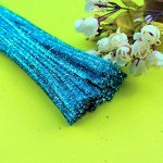 Блестящая проволока шенил (синель) Голубая