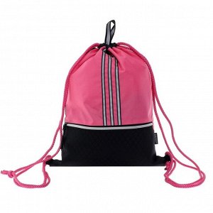 Мешок для обуви с карманом deVENTE, 445 х 345 мм, люверс, чёрный/розовый