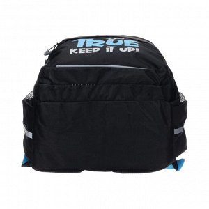 Рюкзак школьный Grizzly, 39 х 28 х 19 см, эргономичная спинка, отделение для ноутбука, чёрный/синий