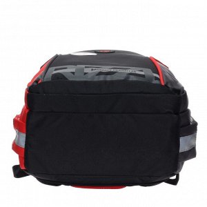 Рюкзак школьный Grizzly, 40 х 27 х 16 см, эргономичная спинка, отделение для ноутбука, чёрный/красный
