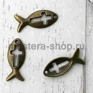 Винтажная подвеска Рыбка с крестиком