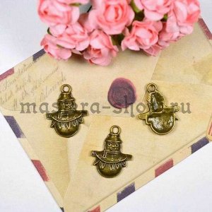 Винтажная подвеска Снеговик с гирляндой