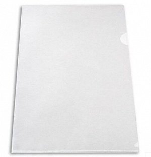 Папка-уголок A4 0,10мм, тисненный пластик Бюрократ, белая