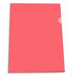 Папка-уголок A4 0,10мм, тисненный пластик Бюрократ, красная