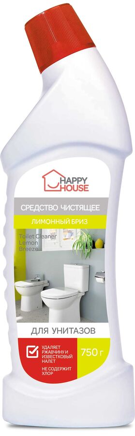Средство чистящее для унитазов Happy House 750г (Лимонный бриз)