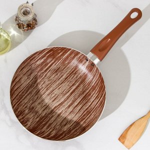 Сковорода глубокая Kantry, d=24 см, стеклянная крышка, пластиковая ручка, антипригарное покрытие, цвет коричневый