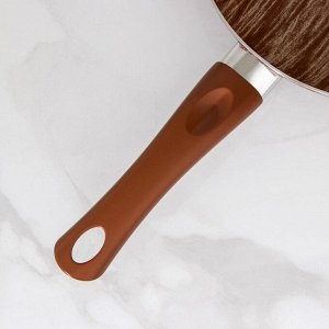 Сковорода глубокая Kantry, d=24 см, стеклянная крышка, пластиковая ручка, антипригарное покрытие, цвет коричневый