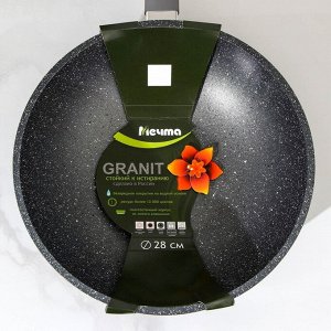 Сковорода-ВОК «Гранит», d=28 см, пластиковая ручка, антипригарное покрытие, цвет серый