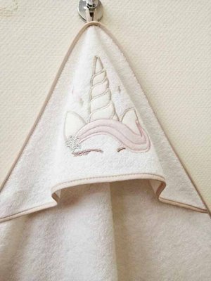 Махровое полотенце с уголком "Единорог" (челка)