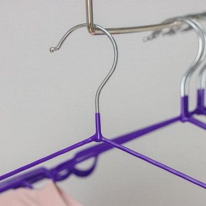 Вешалка-плечики для одежды Доляна, размер 40-44, антискользящее покрытие, цвет сиреневый