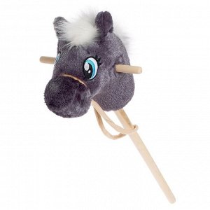 ZABIAKA Мягкая игрушка «Конь-скакун», на палке, цвет серый