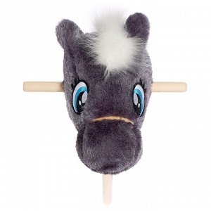 Мягкая игрушка «Конь-скакун», на палке, цвет серый