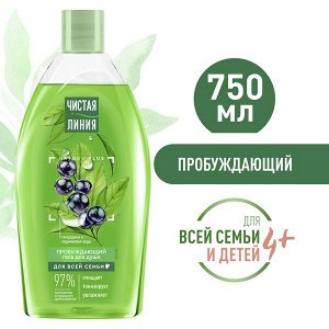 Чистая Линия гель для душа Пробуждающий для всей семьи на натуральной основе, смородина и ледниковая вода 750 мл