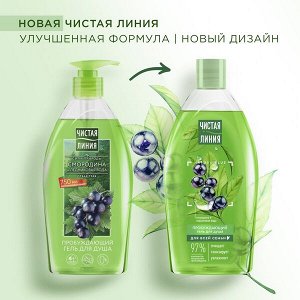 Чистая Линия гель для душа Пробуждающий для всей семьи на натуральной основе, смородина и ледниковая вода 750 мл