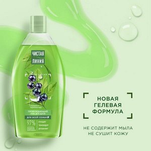 Чистая Линия гель для душа Пробуждающий для всей семьи на натуральной основе, смородина и ледниковая вода 750 мл