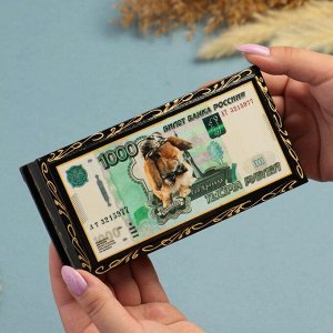 Шкатулка - купюрница «1000 рублей, кролик», 8,5х17 см, лаковая миниатюра