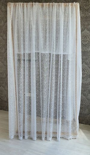 Жаккард Плюсики, белый, Тип крепления: Шторная лента, Ширина: 5,0м