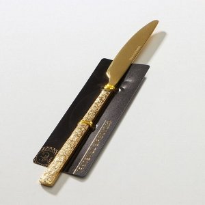 Нож столовый из нержавеющей стали Magistro «Лин GOLD», 22,5?1,9 см, на подвесе, цвет золотой