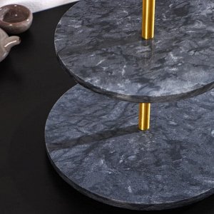 Блюдо из мрамора Magistro Granite, 2-ярусное, d=25/30?33 см, цвет серый