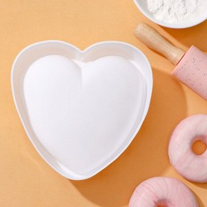 Форма для выпечки и муссовых десертов «Сердце», 15,5?15,5?5,5 см, цвет белый
