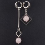 Серьги &quot;Асимметрия&quot; с мадагаскарским Розовым кварцем