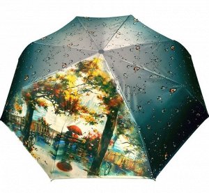 Зонт женский автомат картина НА СКАМЕЙКЕ (DINIYA)