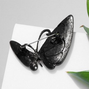 Брошь "Бабочка" перспектива, цвет морской в чёрном металле