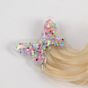 Локон накладной «Бабочка», кудрявый волос, на заколке, 32 см, цвет блонд/вишнёвый