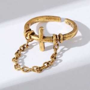 Кольцо "Бусинки" с цепочкой, цвет чернёное золото, безразмерное