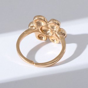 Кольцо "Настроение" цветок-смайлик, цвет золото, безразмерное