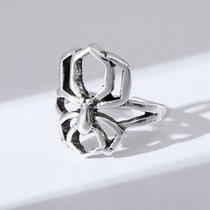 Кольцо "Настроение" паук, цвет серебро, безразмерное