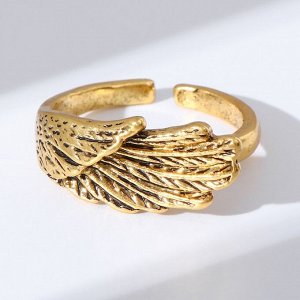 Кольцо "Перстень" крыло, цвет чернёное золото, безразмерное
