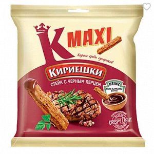 «Кириешки Maxi», сухарики со вкусом стейка с черным перцем и соусом барбекю, 80 г